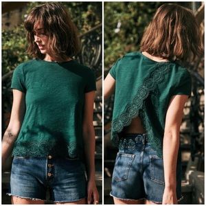 SÉZANE Bart Lace Trim 100% Cotton Shirt - XS